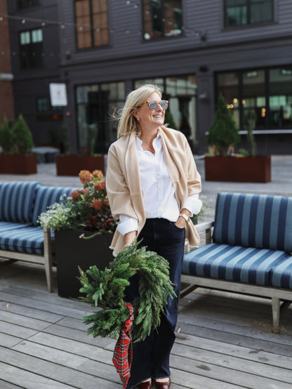 Cashmere Wrap - Camel Herringbone