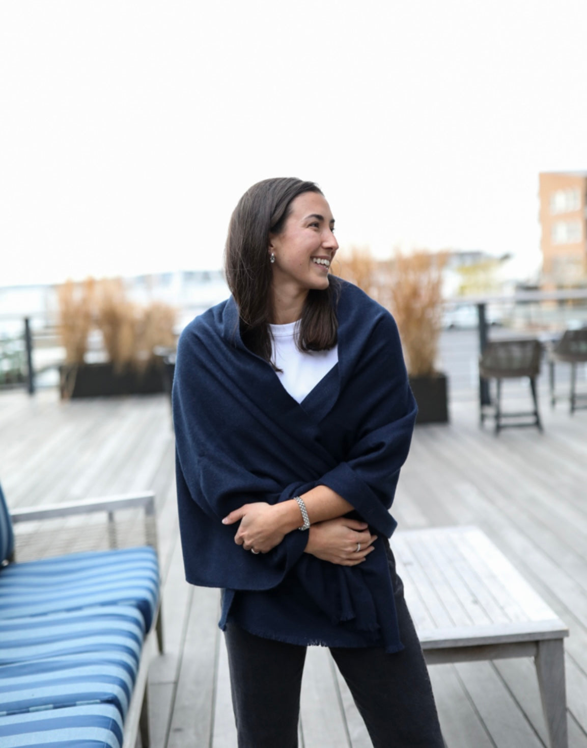 Cashmere Wrap - Navy