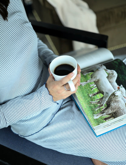 Pima Long Pajama Set - Navy Stripe