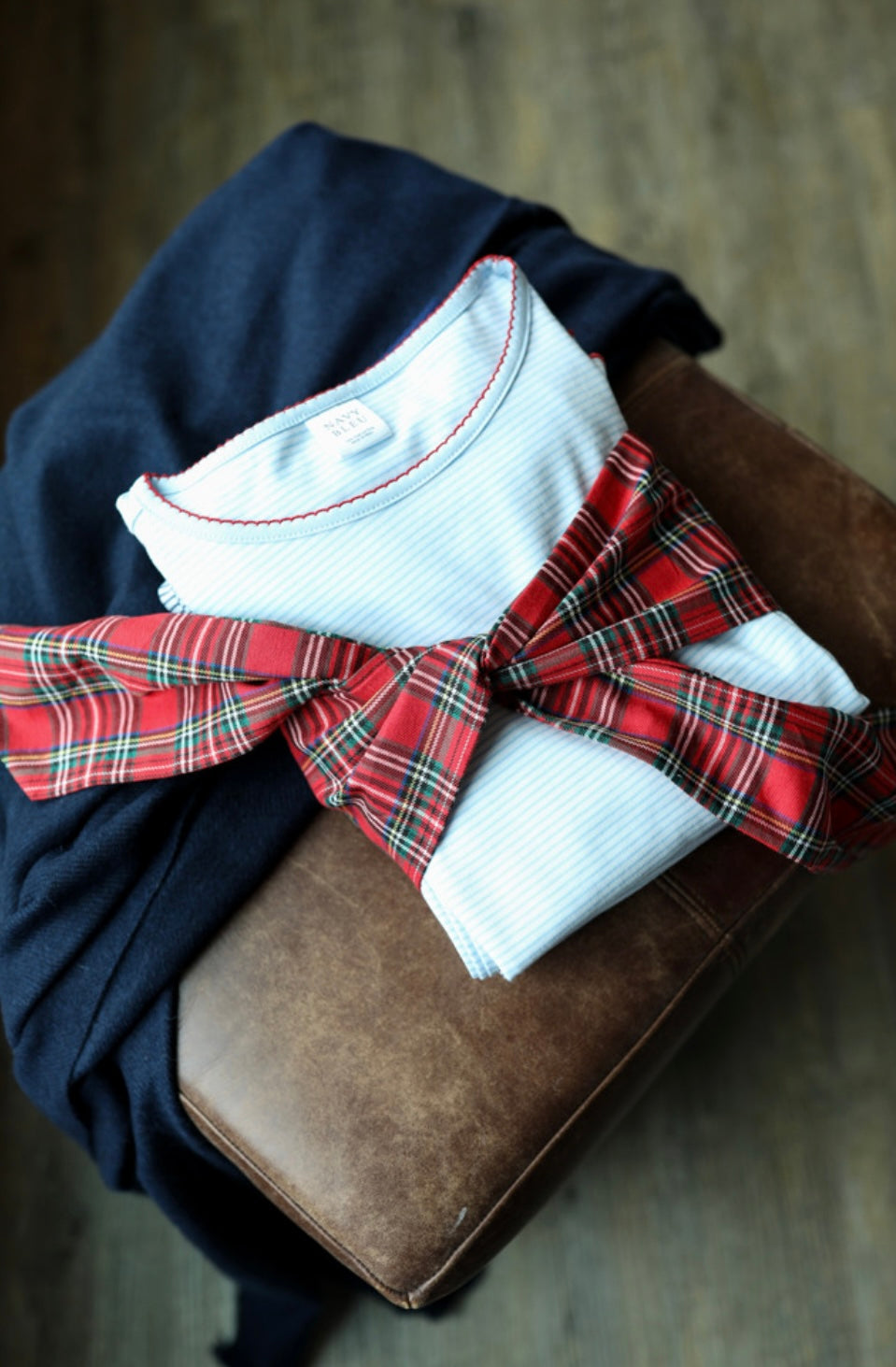 Pima Long Pajama Set - Light Blue Stripe