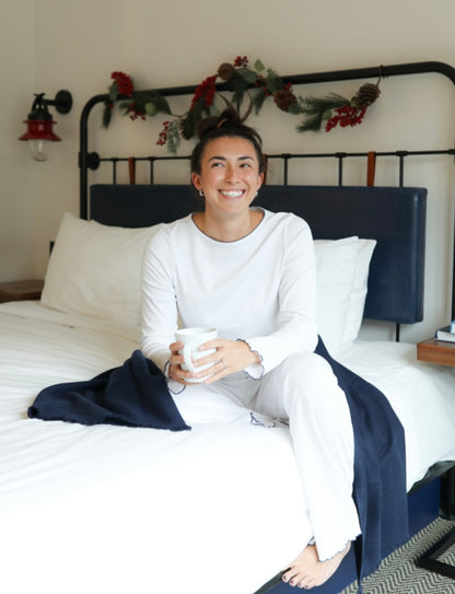 Pima Long Pajama Set - White