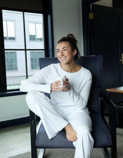 Pima Long Pajama Set - White