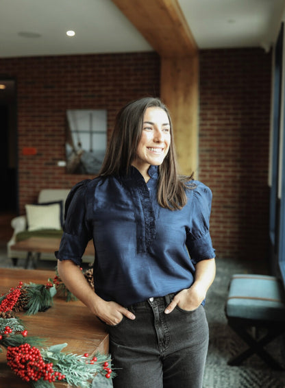 Westport Top - Dupioni Navy