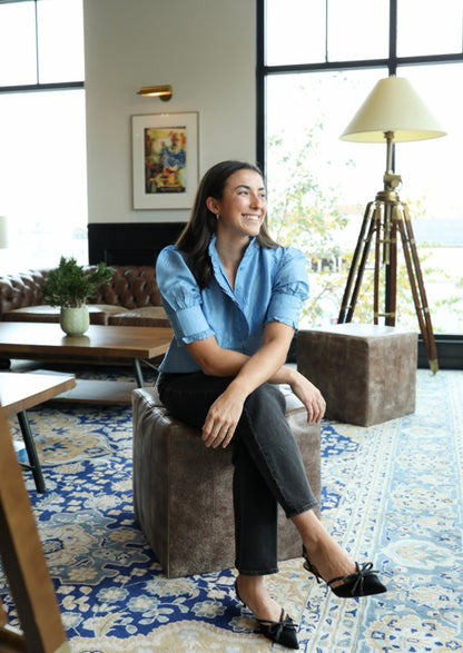 Westport Top - Dupioni Carolina Blue