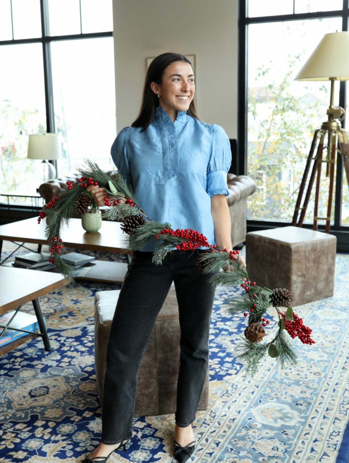 Westport Top - Dupioni Carolina Blue