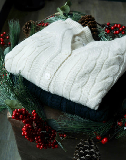 Camille Cable Cashmere Cardigan - Navy