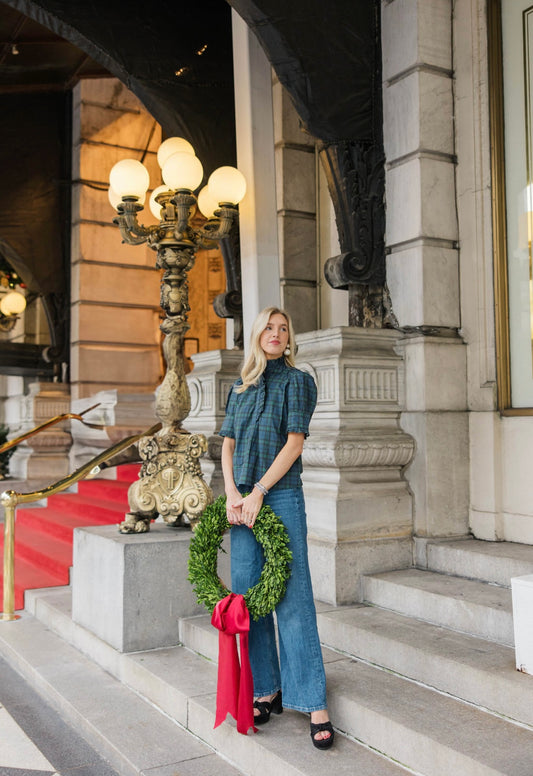 Westport Top - Navy Tartan Plaid