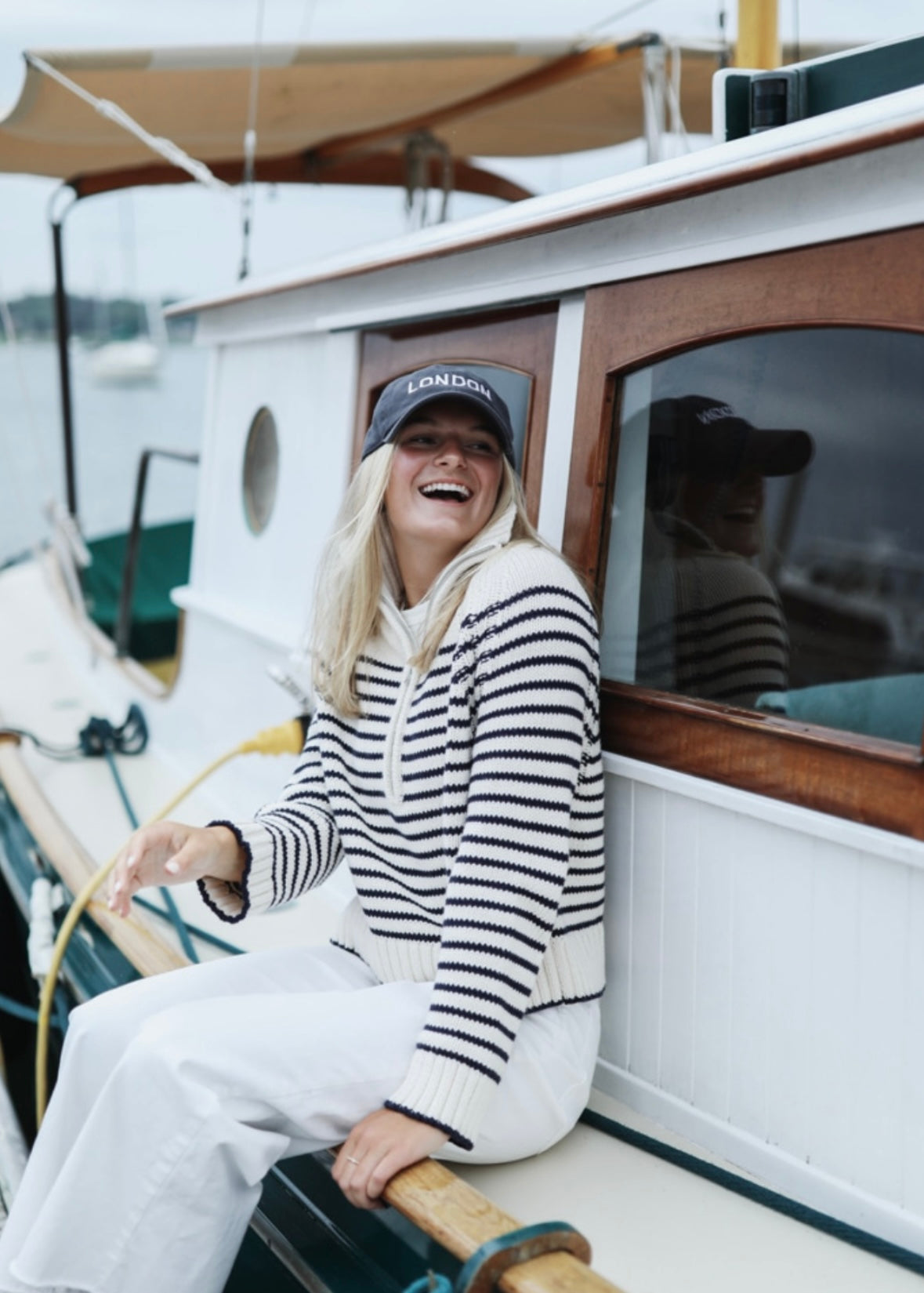 Quarter Zip Sweater - Navy Stripe