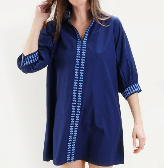 Campbell Dress – Navy/ Cornflower Blue