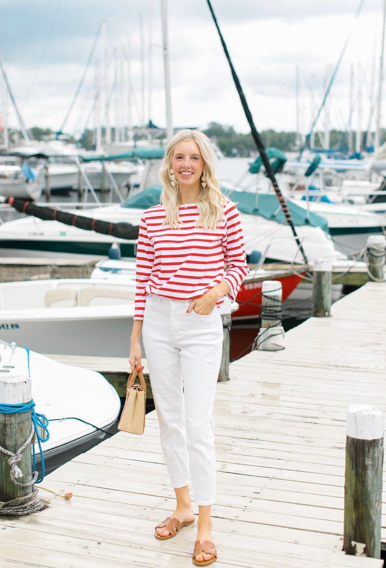 Red Breton Stripe Shirt by NAVYBLEU