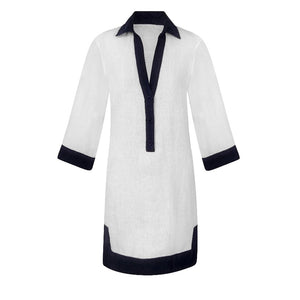 Photo of Fairfield Tunic Dress - White/Navy. Click to view.