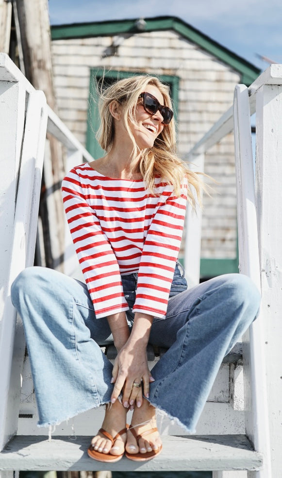Red Breton Stripe Shirt by NAVYBLEU