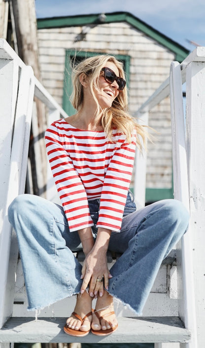 Red Breton Stripe Shirt by NAVYBLEU