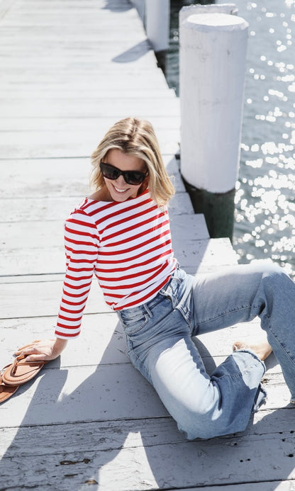Red Breton Stripe Shirt by NAVYBLEU