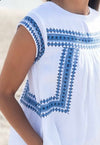 Cabo Embroidered Dress - Blue Zig Zag