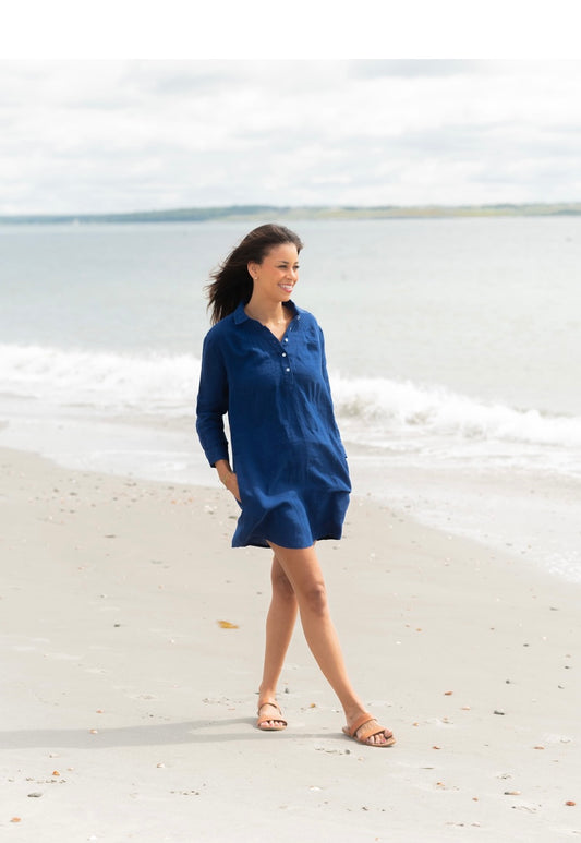 Linen Navy Chloe Dress by NAVYBLEU