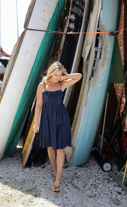 Amelia Bow Dress - Navy