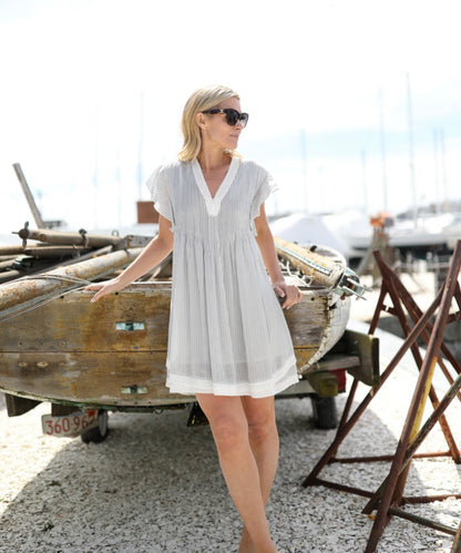 Eden Dress - Black Pinstripe