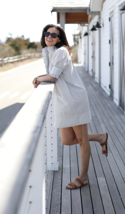 Westport Dress - Black Pinstripe