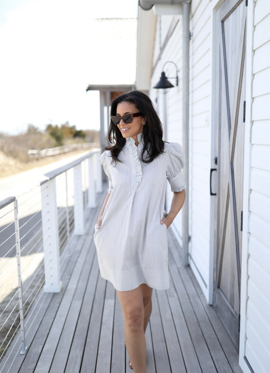 Westport Dress - Black Pinstripe