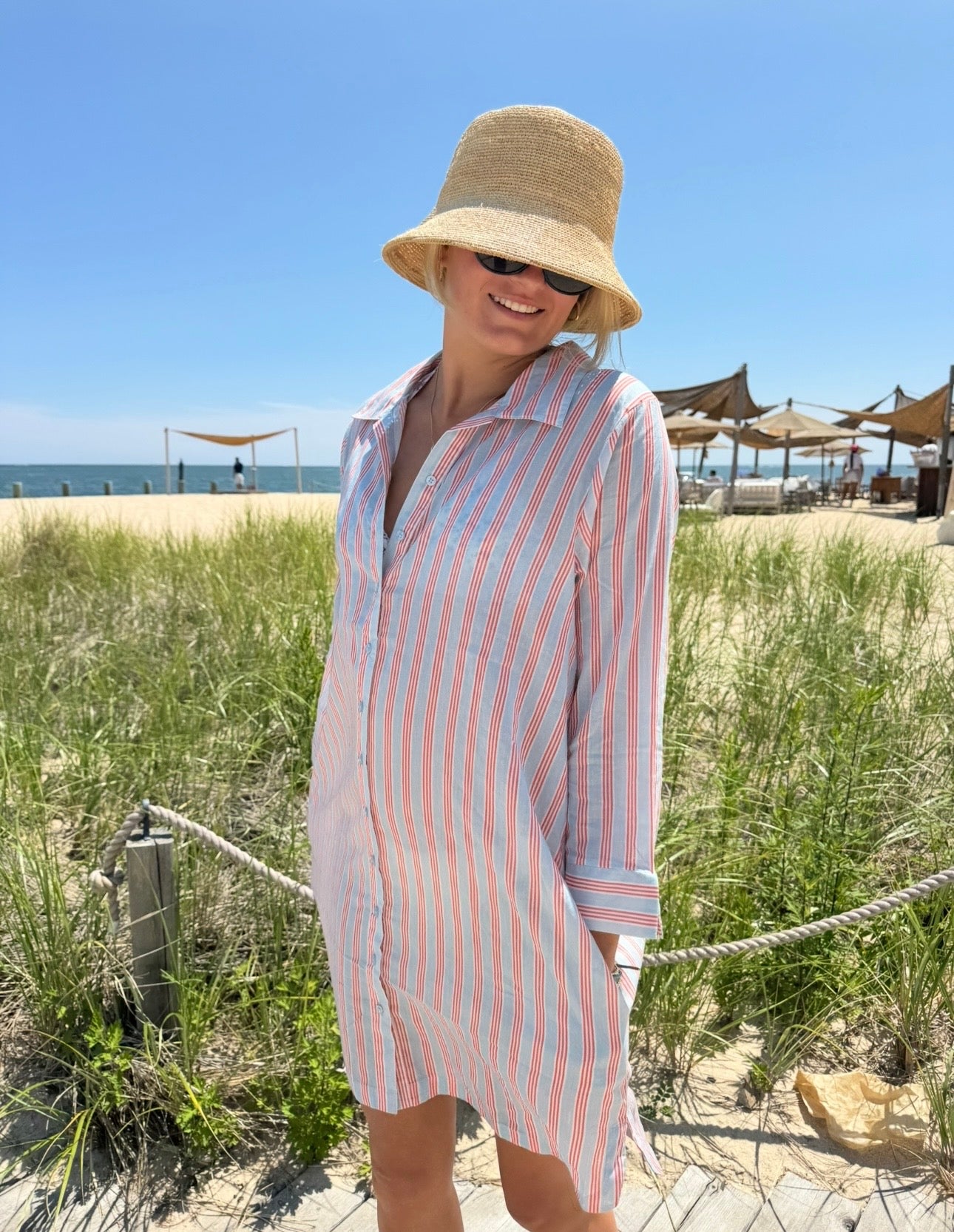 Sara Short Tunic Coverup - Nantucket Stripe