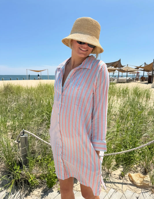 Sara Short Tunic Coverup - Nantucket Stripe