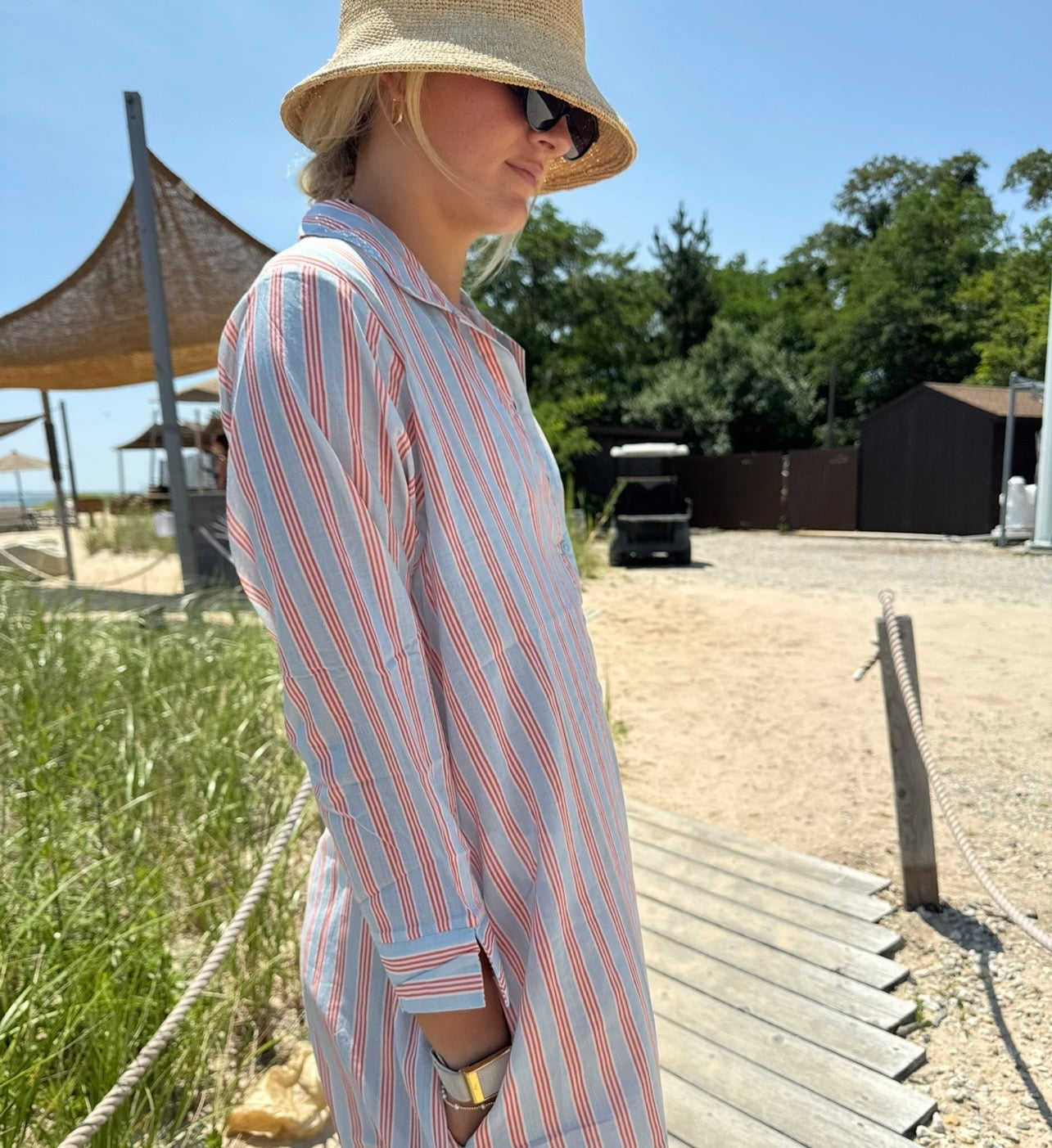 Sara Short Tunic Coverup - Nantucket Stripe