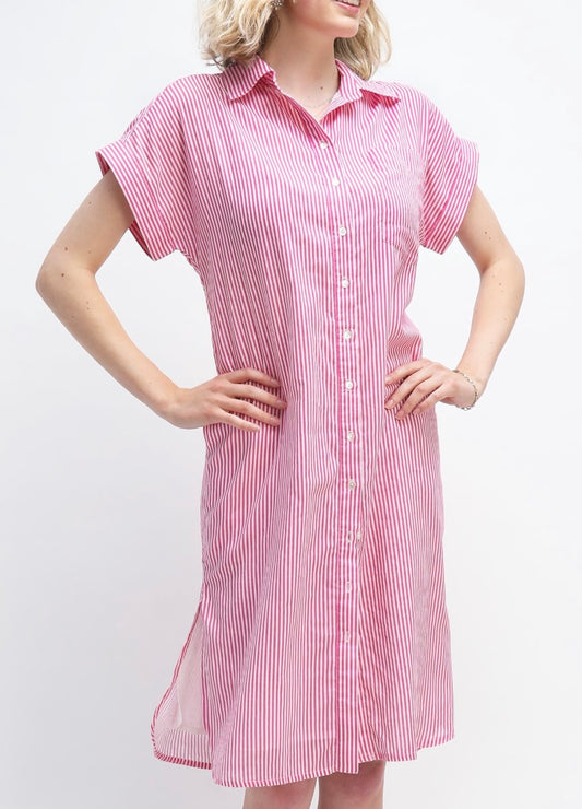 Blake Long Utility Dress – Pink Stripe