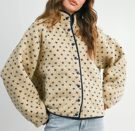Navy Dot Fleece Jacket