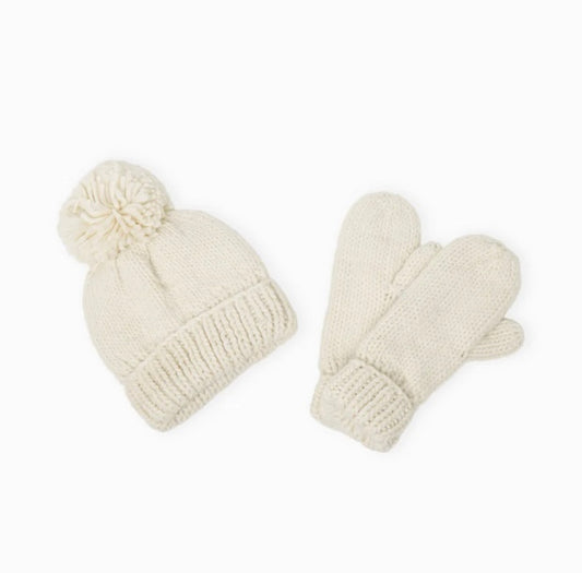 Hand Knitted Pom Hat – Ivory