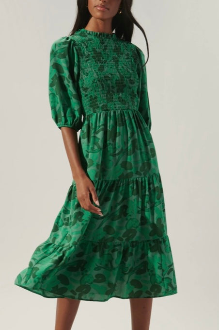 Floral Frazier Smocked Midi Dress