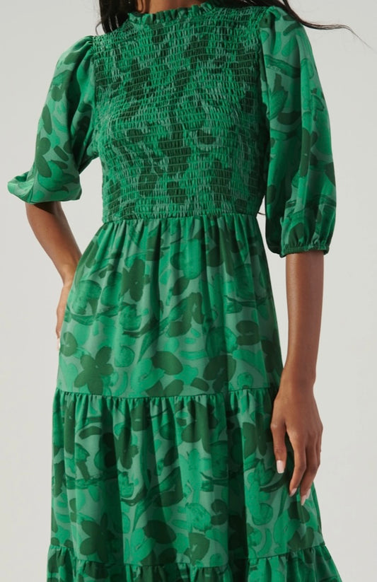 Floral Frazier Smocked Midi Dress