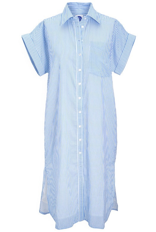 Blake Long Utility Dress – Blue Stripe