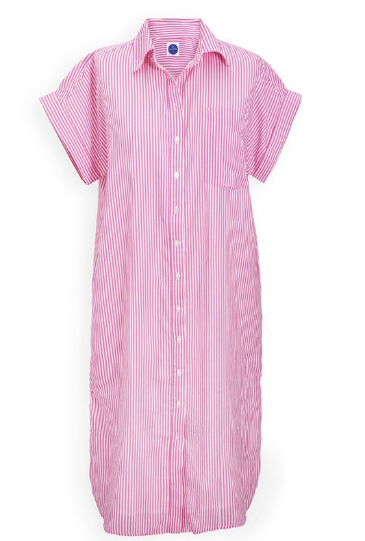 Blake Long Utility Dress – Pink Stripe
