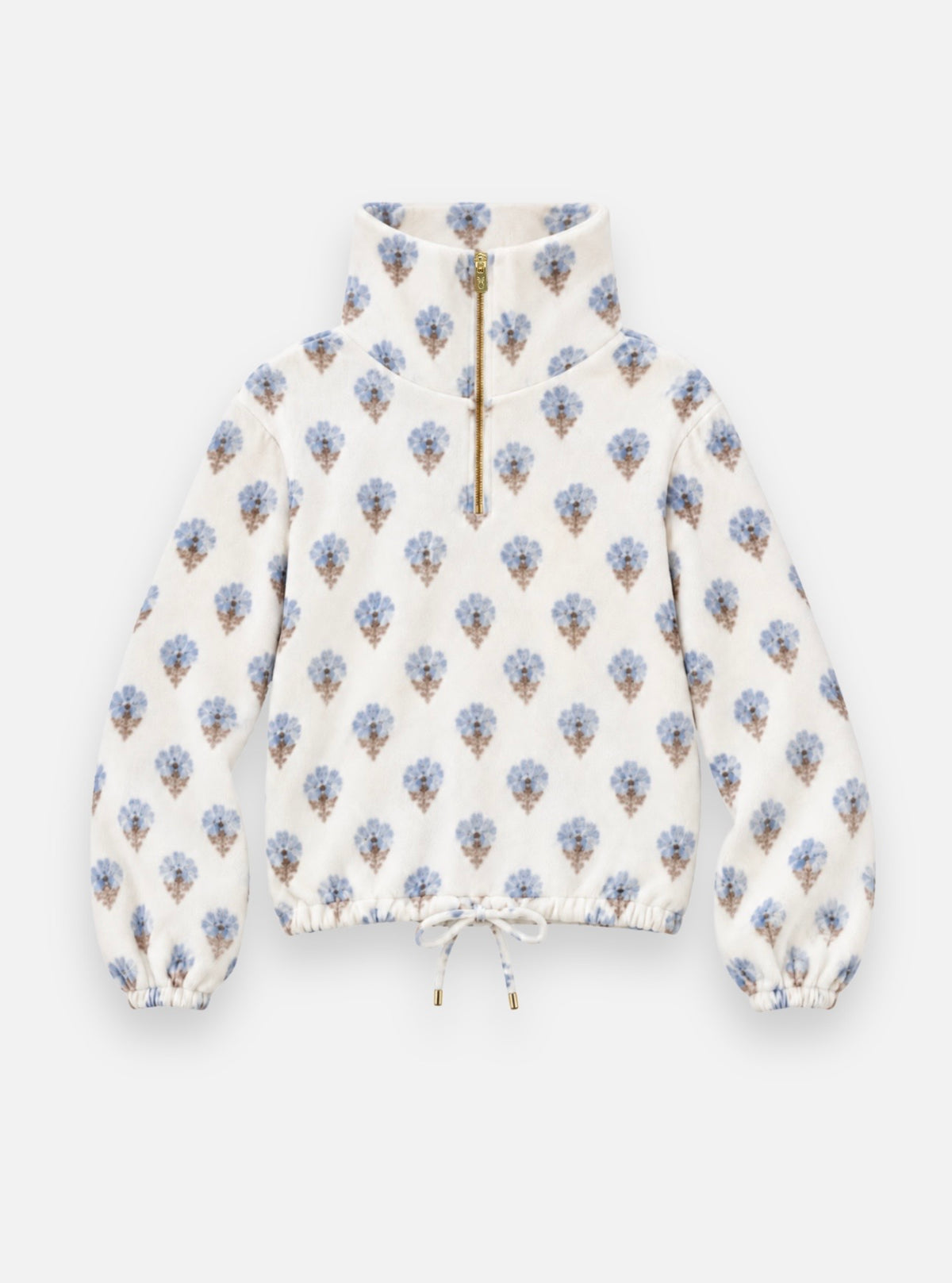 Dudley Stephens x NAVYBLEU Boardwalk Fleece - Cream Flower Stamp