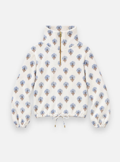 Dudley Stephens x NAVYBLEU Boardwalk Fleece - Cream Flower Stamp