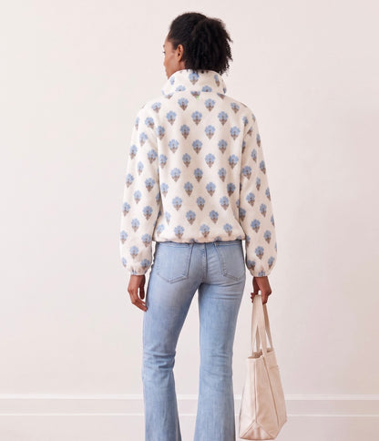 Dudley Stephens x NAVYBLEU Boardwalk Fleece - Cream Flower Stamp