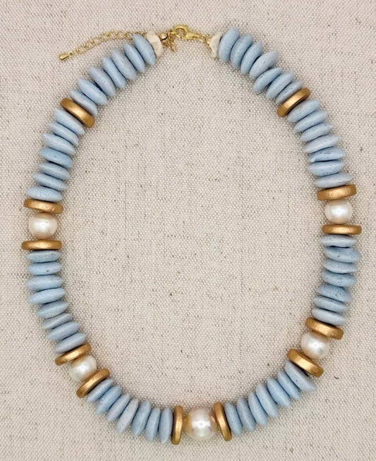Exclusive Lagos Collar Necklace in Sky Blue by Southern Marc Designs