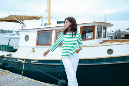 Green Breton Stripe Shirt by NAVYBLEU