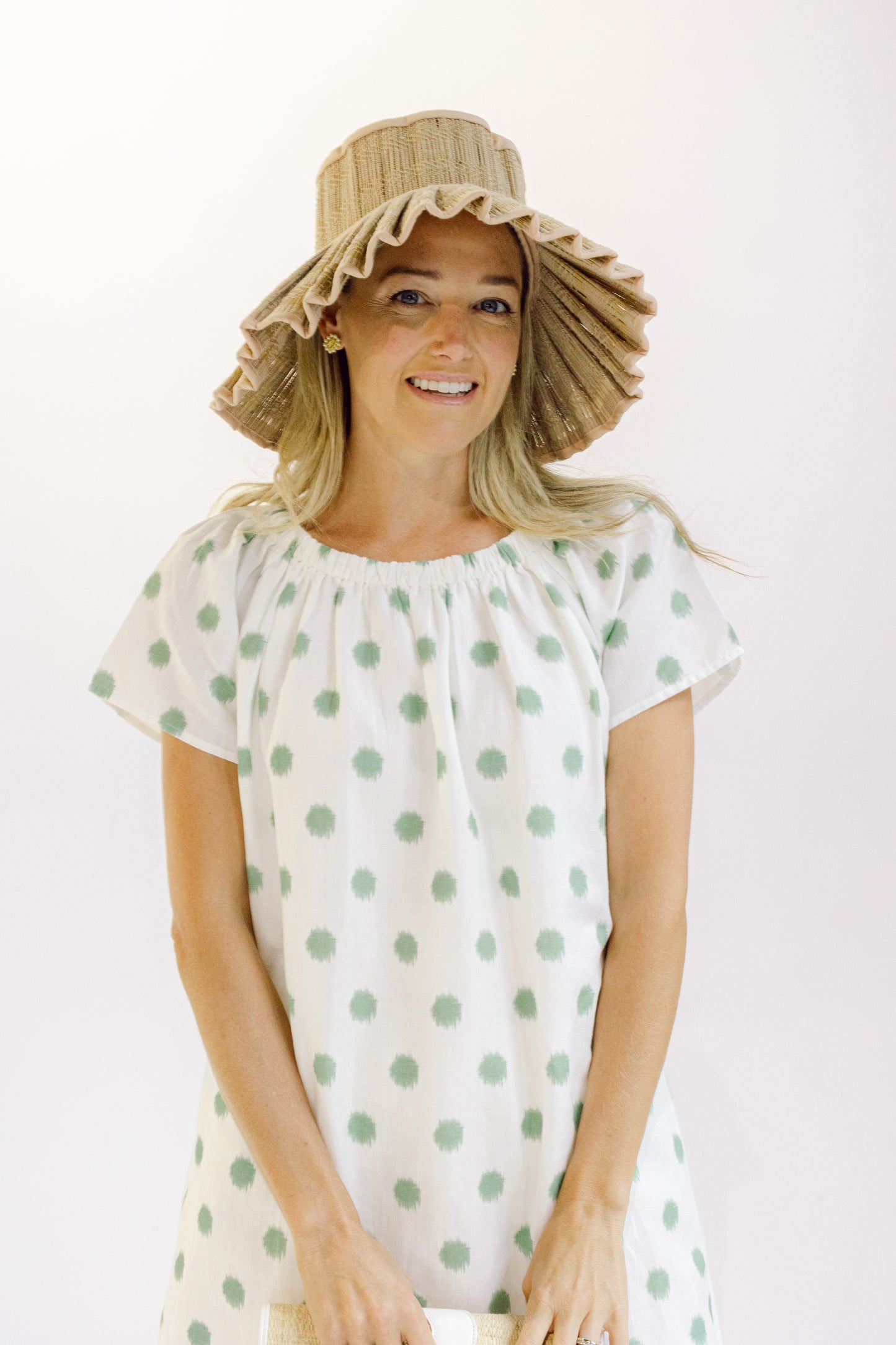 Palm Beach Dress - Green Polka Dot