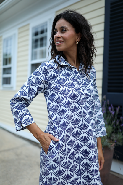 Sara Dress - Navy Peacock