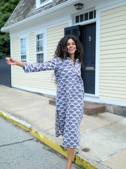 Sara Dress - Navy Peacock