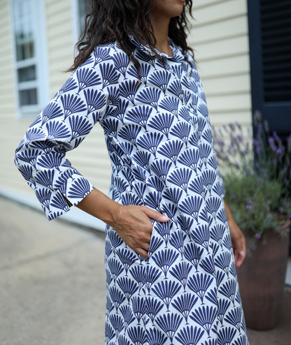Sara Dress - Navy Peacock