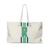 Navy/Green Single Initial Travel Tote
