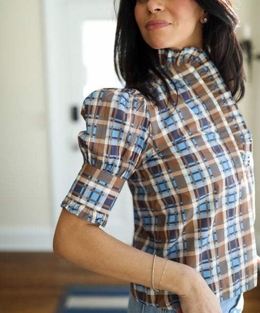 Westport Top - Brown Plaid