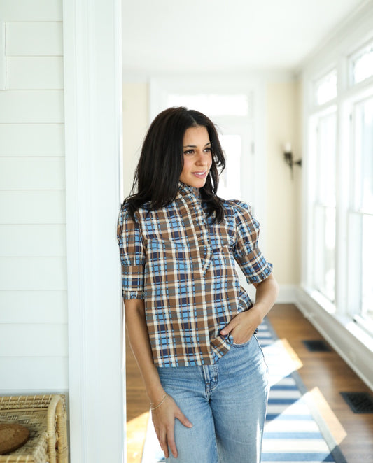 Westport Top - Brown Plaid