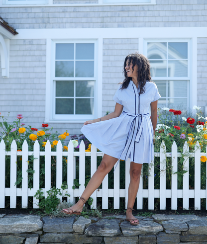 Winnie Dress - Blue Ticking