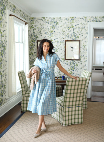 Winnie Dress Long - Blue Plaid