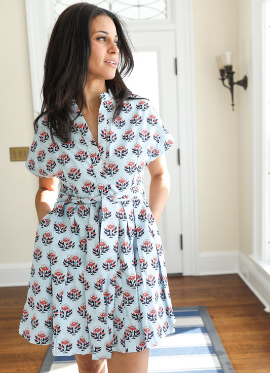 Winnie Dress Short - Heirloom Blue Block