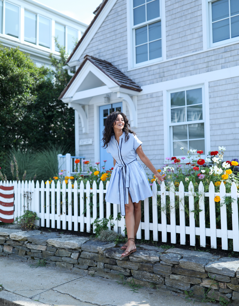Winnie Dress - Blue Ticking